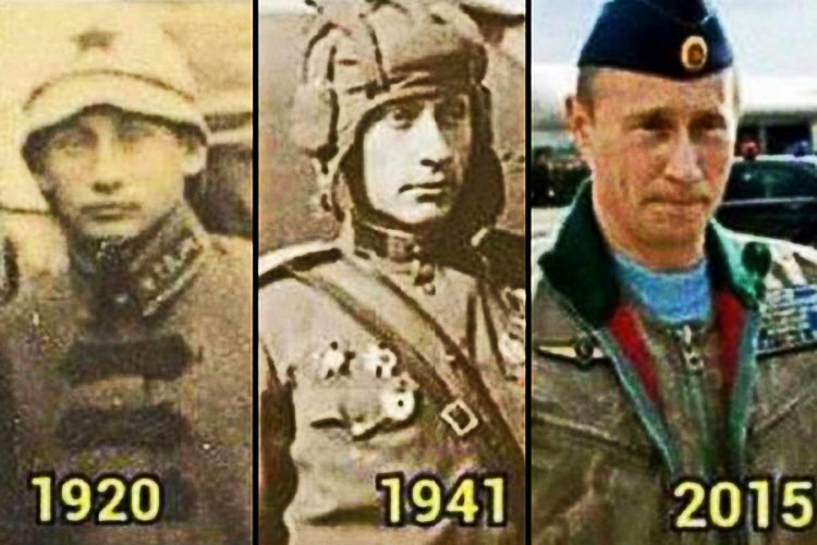 Владимир Путин в разные года 1920 год, 1941 год, 2015 год